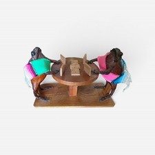 Vintage Mexican Taxidermy Frogs Playing Dominoes Folk Art Diorama Oddity Kitsch picture
