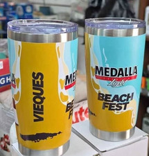 Puerto Rico Cerveza Medalla Light Beer Vieques Lim Ed. Tumbler  Vaso  Bad Bunny picture
