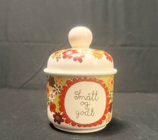 Figgjo Flint Folklore Salt Jar SMALT OG GODT Norway 1970's flowers Turi Gramstad picture