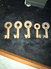 5 Vintage Solid Brass Skeleton Keys picture