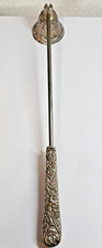 vtg Silverplated Candle Snuffer w/ Flowers Floral Ornate Engraved Art Deco 10