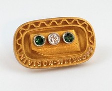 Nivison Weiskopf 10Kt Gold Filled Employee Service Award Pin Green Stone Vtg picture