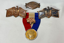 Antique Pin Lot With Ribbon Fraternal Organizations Clubs Syracuse NY RH Eagle picture