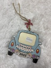 Just Married 2025 Christmas Ornament Photo Frame. Wood Material Blue picture
