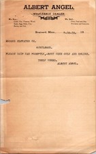Albert Angel Wholesale Dealer 1915 Brainerd MN Antique Letterhead Billhead TB2 picture