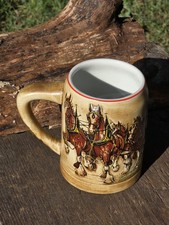 Vintage 1980 Budweiser Champion Clydesdales Holiday Ceramarte Mug Beer Stein picture