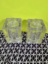 Vintage Set Of Lucite Retro Rectangle Salt & Pepper Shakers Clear (JL) picture