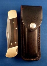VTG BUCK 110 3 dot folding Hunter Pocket Knife USA 1980-81 w Buck leather sheath picture