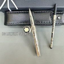 MONTBLANC Silver Dragon Engraved Rollerball Pen w/ Leather Pouch & Refill picture