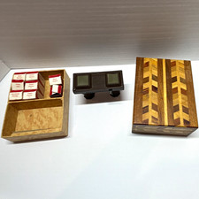 Vtg 1930s Tru-Vue Stereoviewer Set w/ Rare Chevron Inlaid Wood Box & Travel Film picture