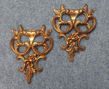 Vtg Syroco Wood Wall Plaques Gold Floral MCM Baroque Hollywood Gallery Syracuse picture