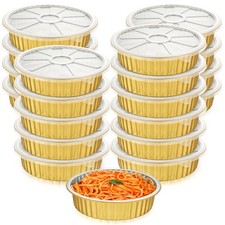 Zhehao 20 Pcs Aluminum Foil Pans Lids 2x Thicker Heavy Duty 68 Oz Gold picture
