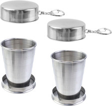 MY MIRONEY 2PCS Stainless Steel Collapsible Cup Telescopic Shot Glasses Porta... picture