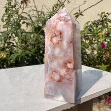 240G Natural Pink Amethyst point tower Quartz Crystal Cluster Mineral Specimen picture