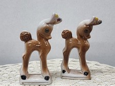 Pair Of Vintage MCM Kitschy Cute Deer Fawn Figurines Made In Japan Retro Rare picture
