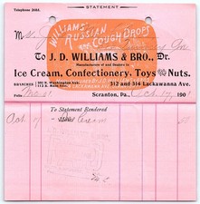 1901 J.D. Williams & Bro. Scranton billhead, cough drops adv picture