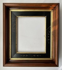 Antique Victorian Eastlake Wood Picture Frame Fits 8x10 Ebonized Black Gold Gilt picture