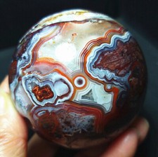 TOP 437G Natural Polished Mexico Banded Agate Stone Sphere Ball Healing BA2270 picture
