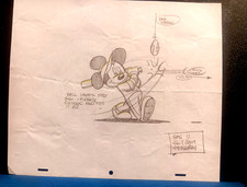 Vintage Disney Mickey Mouse Baseball Production Drawing with Notes picture