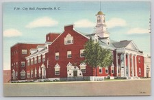 Vintage Fayetteville NC City Hall Postcard 1952 Linen Curteich-Chicago picture
