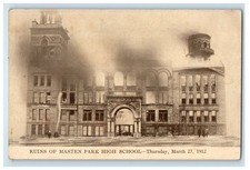 c1910's Ruins Of Masten Park High School Building Buffalo New York NY Postcard picture