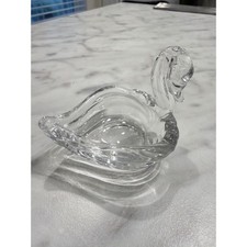 Vintage Clear Glass Swan Open Salt Trinket Dish Ring Holder Candy Nut Bowl picture