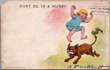 1908 R.F. Outcault Comic Postcard - Buster Brown, Dog, Scorpion 