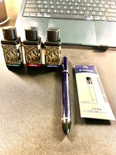 Sailor Fude de Mannon Fountain Pen 40 Degree Nib with Converter and Diamond Inks picture
