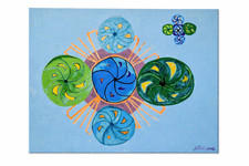 Native Mexican Huichol Hand Painted Peyote Art canvass 4' x 3' picture