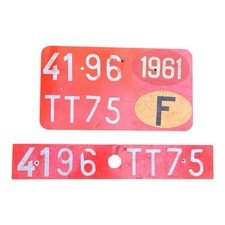 Vintage 1961 France Temporary Tourist Paris License Plate Tag SET picture