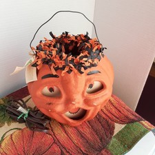 VINTAGE  1999 SEASONS GONE BY paper mache HALLOWEEN  ELECTRIC JACK-O-LANTERN picture