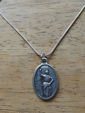 St Joan of Arc Medal pendant necklace 925 sterling silver chain + Prayer card picture