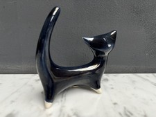 Vintage Cmielow Poland ( possibly) Cat Porcelain / China Figurine Navy Blue picture
