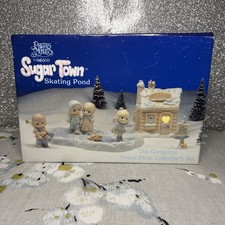 Precious Moments Sugar Town Skating Pond Complete 7 Piece Collectors Set *Rare* picture