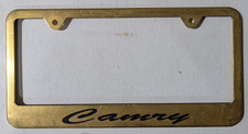 VTG Metal Toyota Camry Script Automobile Novelty License Plate Frame Gas Oil picture