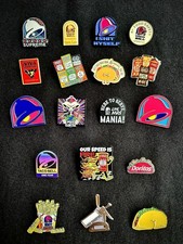 Taco Bell Hat Pin 18 Piece collection rare vintage SEE MY OTHER ITEMS picture