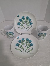 Gant Gaither Tulip Flower Plate and Mug Set For 2 Or Replacement Pieces Vintage picture