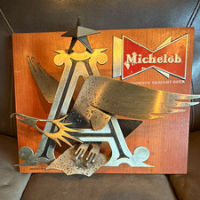 Vntge 1957 Michelob Anheuser Busch 3D Metal Eagle Wood Sign Plaque Rare Variant picture
