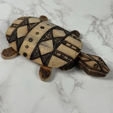 Vintage Handcrafted Wooden Turtle Folk Art Sculpture Rustic 7” x 4.5” picture