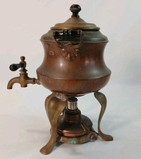 ☕ Antique Manning Bowman Copper Coffee Urn Percolator Spirit Burner c1910 picture