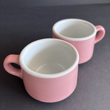 Vtg 50s Pink White Coffee Mugs Shenango China Restaurant 12 oz Stackable USA picture