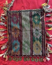 Indonesian Flores/Timor Woven Purse Coins Beads Tassels Ceremonial Textile Vtg  picture