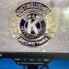 Vintage Kiwanis International Distinguished Secretary Lapel Pin Blue Enamel picture