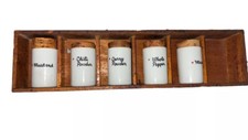 Vintage Freeman Lederman Lagarde Tackett Porcelain Spice Jars & Original Rack.. picture