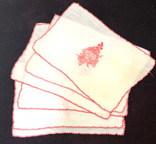 6 Vintage Marghab Hand Embroidered Cocktail Napkins - “Grape and Leaf”  B327 picture