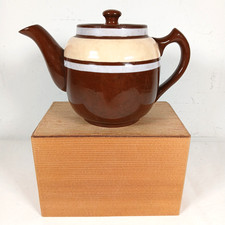 English Sadler Brown Betty Teapot Cream White Brown Vintage Earthenware 2 Cups picture