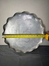 Vintage Scalloped Edged Hand Wrought Aluminum Tray with