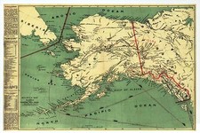 Alaska State Map, Siberia Russia, Canada, Anchorage Juneau etc - Modern Postcard picture
