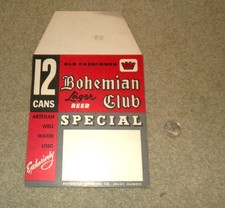 1960's BOHEMIAN CLUB beer 12 can case stack sign JOLIET, ILLINOIS  NOS picture