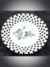Antique 1885-1895 EAPG Challinor Taylor Milk Glass Lattice Edge Plate picture